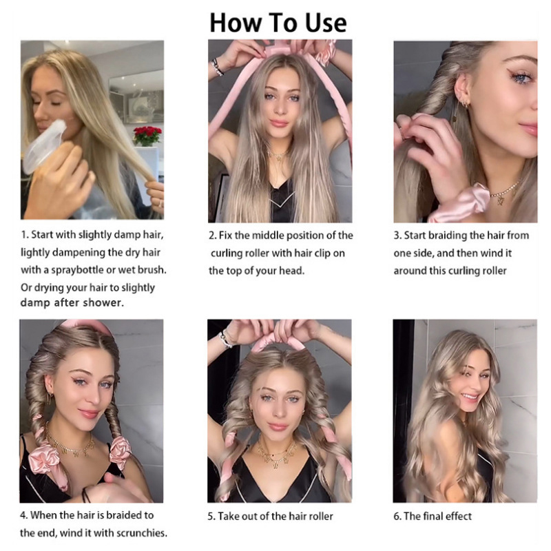 New Design Silk Magic Heatless Curls Ribbon No Heat Soft Rod Headband Magic Hair Curler Set