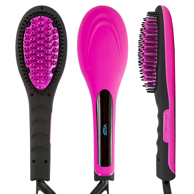 Trendy convenient mini LCD display Electric Ceramic hair brush