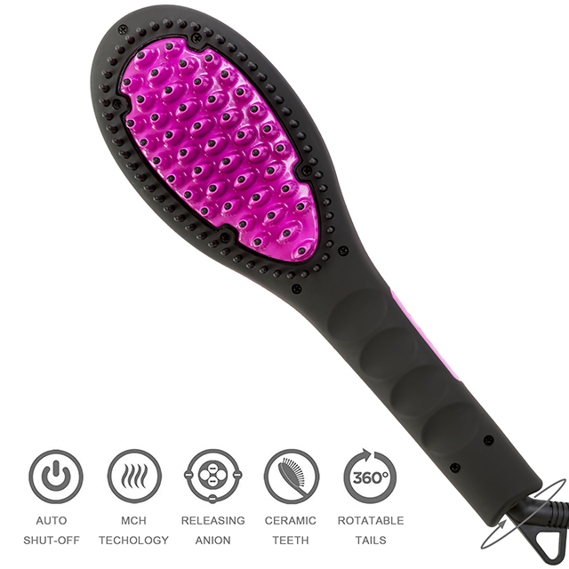 Trendy convenient mini LCD display Electric Ceramic hair brush