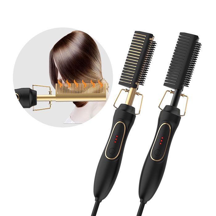 Wholesale Portable Hot Electric Comb mini comb 2 in 1 hair straightener and curler comb