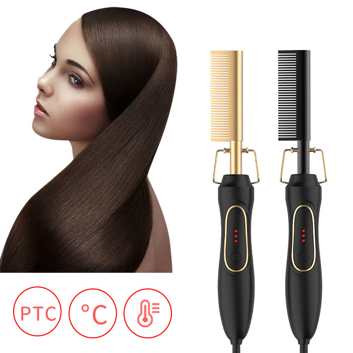 Wholesale Portable Hot Electric Comb mini comb 2 in 1 hair straightener and curler comb