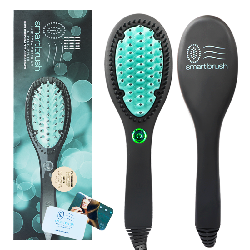 Custom hair brush electric ionic hair straightening comb private label hair styling brush straightener