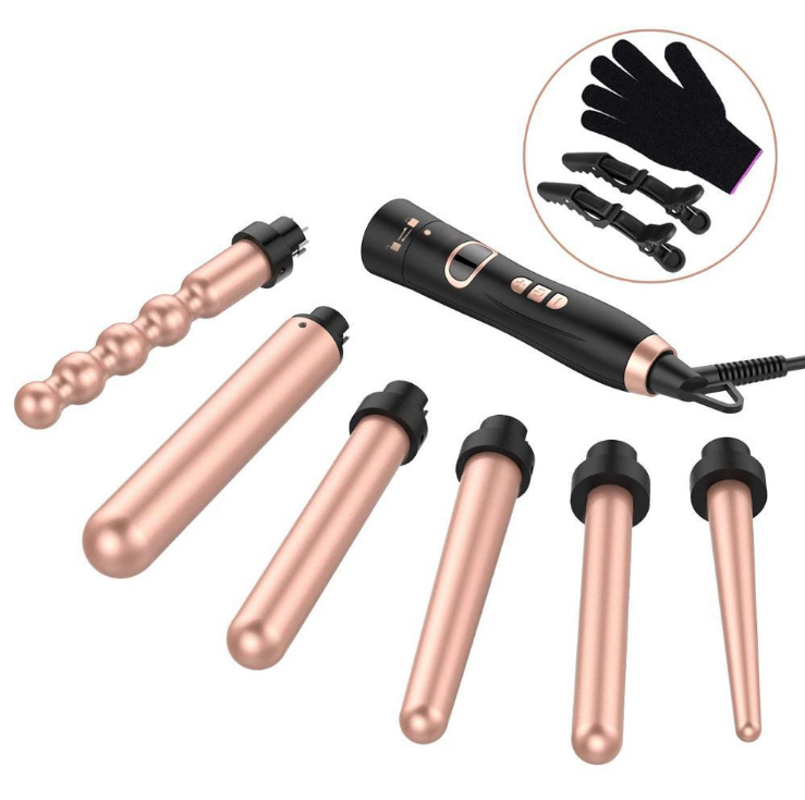 Factory price LCD Hair Curler 49W Customized Color 6 head exchangeable iron set