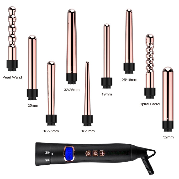 Factory price LCD Hair Curler 49W Customized Color 6 head exchangeable iron set