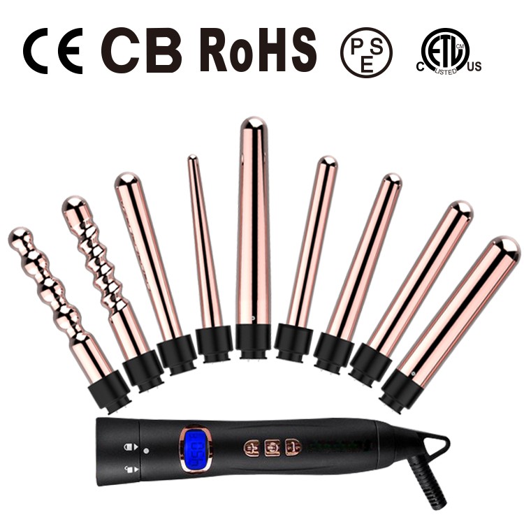 Factory price LCD Hair Curler 49W Customized Color 6 head exchangeable iron set