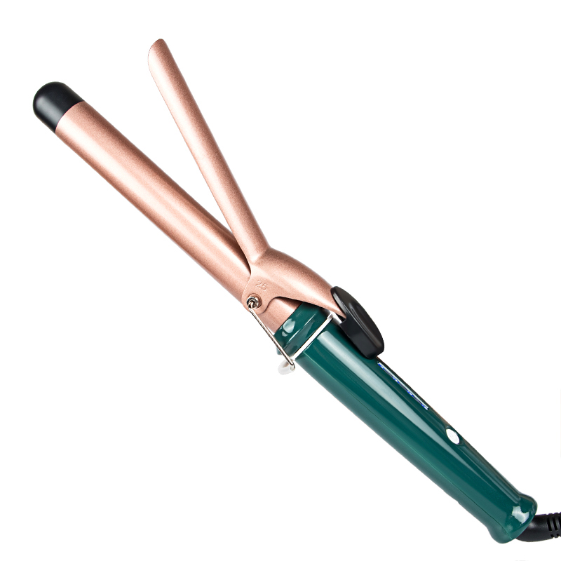 private label barrel hair curler green tourmaline with clip for big long wave