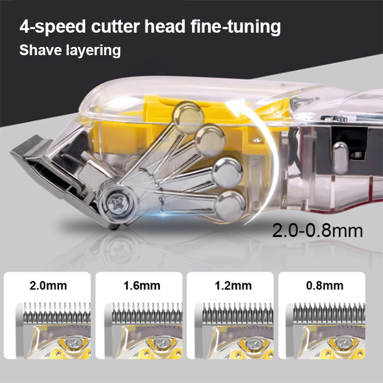 Hair Trimmer Transparent Led Dispilay Electric Hair Clippers Cordless Hair Cutting Machine Men