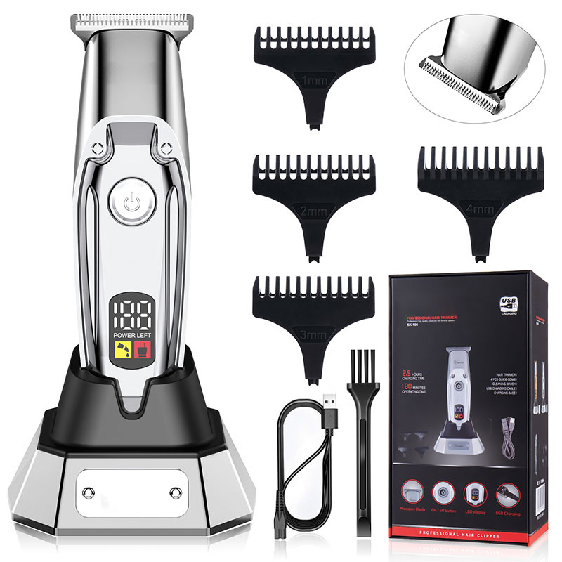 High Quality Lcd Power Display Electric Cordless Hair Trimmer Professional Barber Hair Clipper