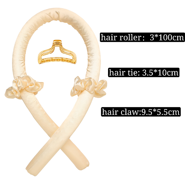New Designed Soft Champagne Hair Curls Rollers Mulberry Silk Heatless Hair Curling Rod