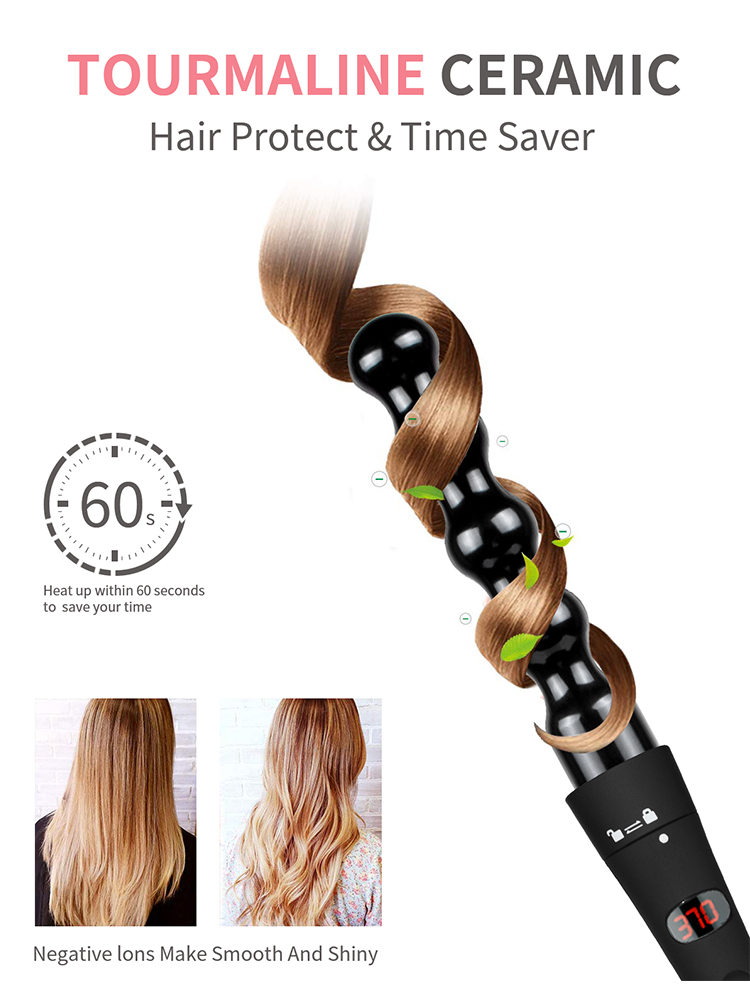 Customize LCD screen display interchangeable 6 in 1 hair curler iron