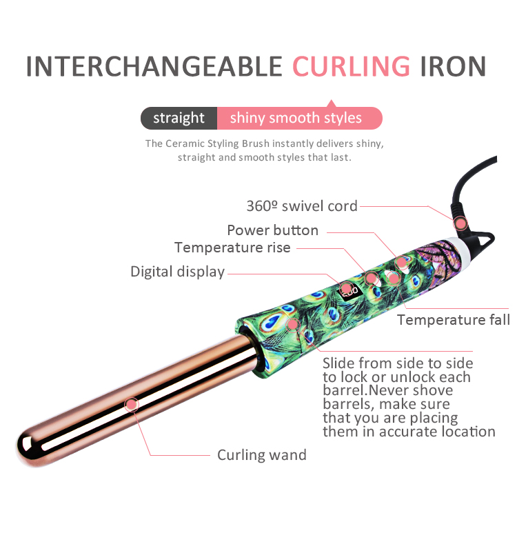 Customing new design 6 in 1 interchangeable hair curler set