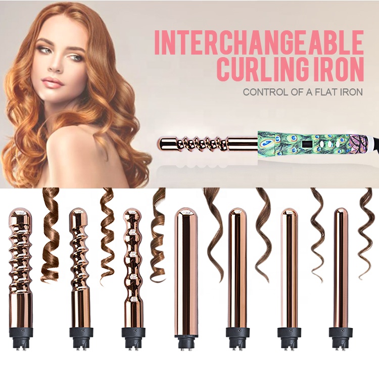 professional  interchangeable 6 in 1 hair curler wand set