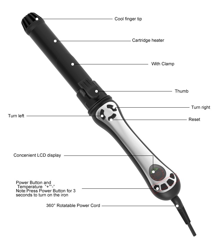 Fashion 32mm wand beautful big wave automatic curler iron