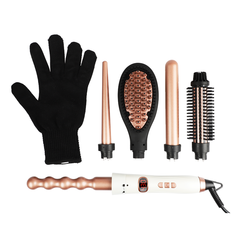 wholesale 5 in 1 interchangeable hair brush and hair curler iron set