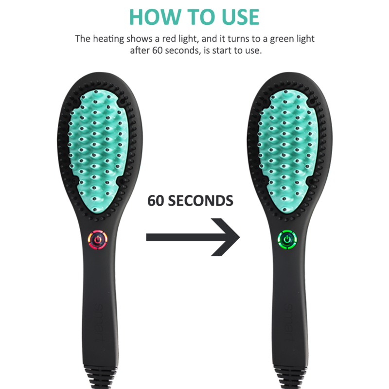 High-quality easy operate PTC heating Ceramic straighten hair brush