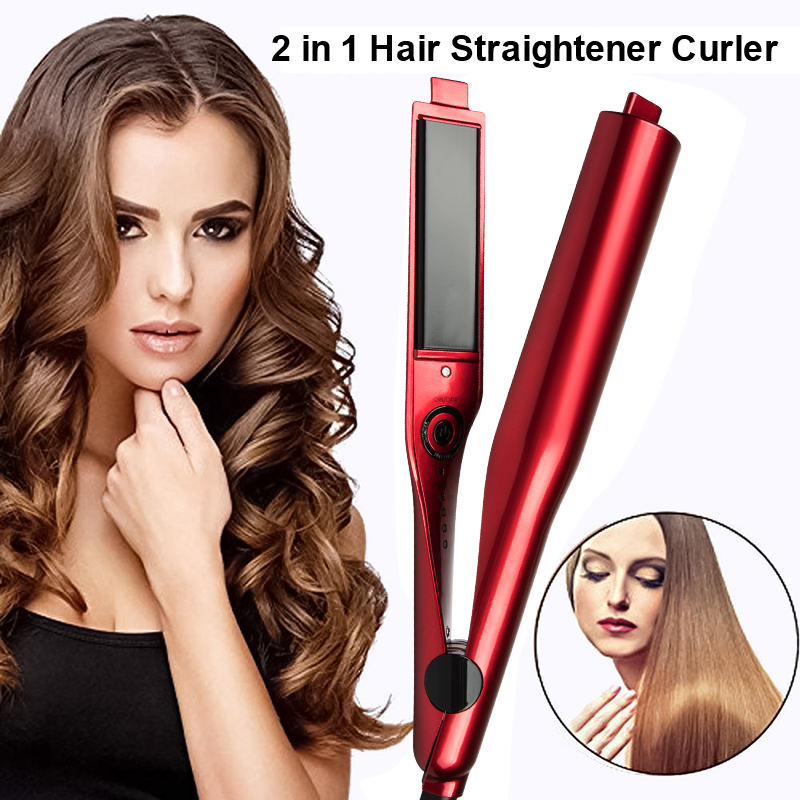 Factory wholesale 2 in 1 PTC heating Ceramic flat iron hair straightener