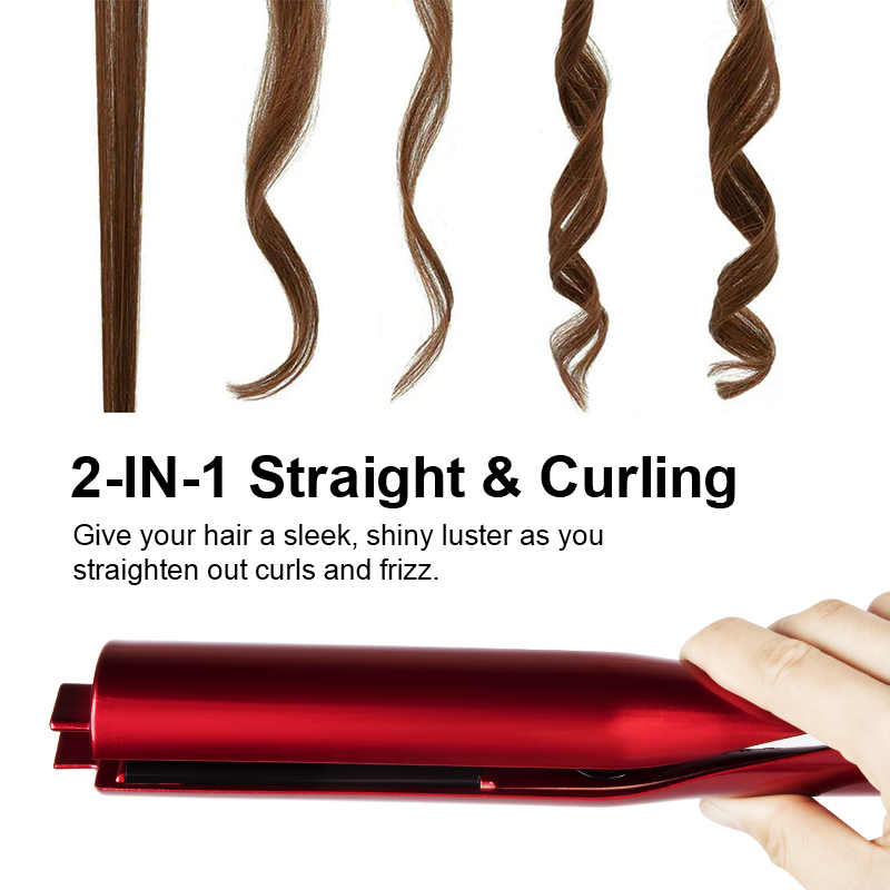 Factory wholesale 2 in 1 PTC heating Ceramic flat iron hair straightener