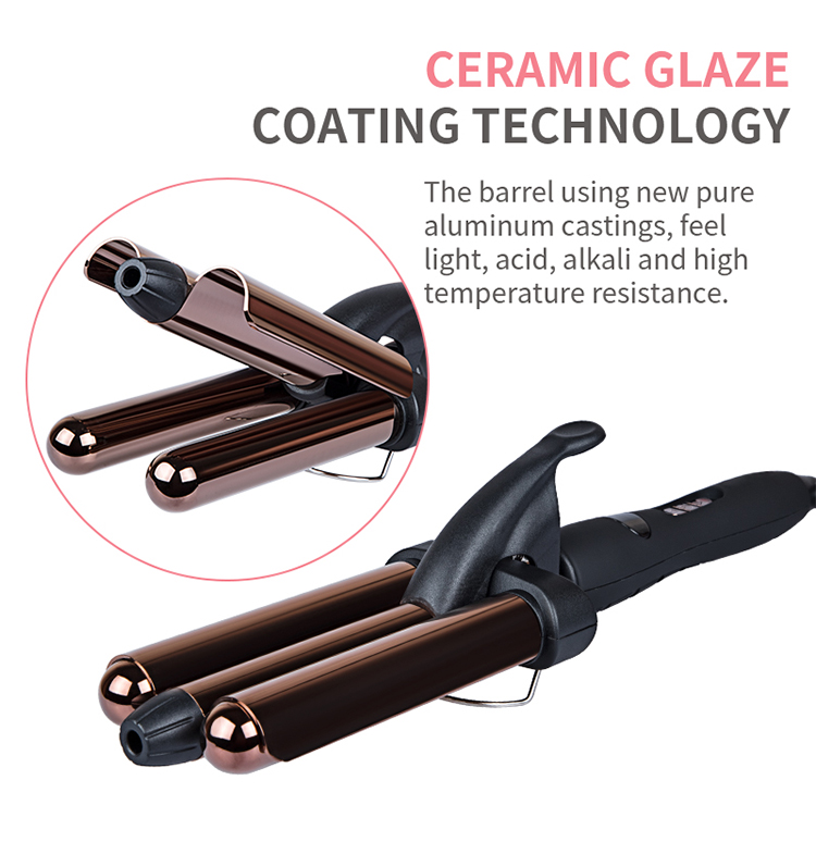 Fashion beautful big wave 3 barrels curler iron