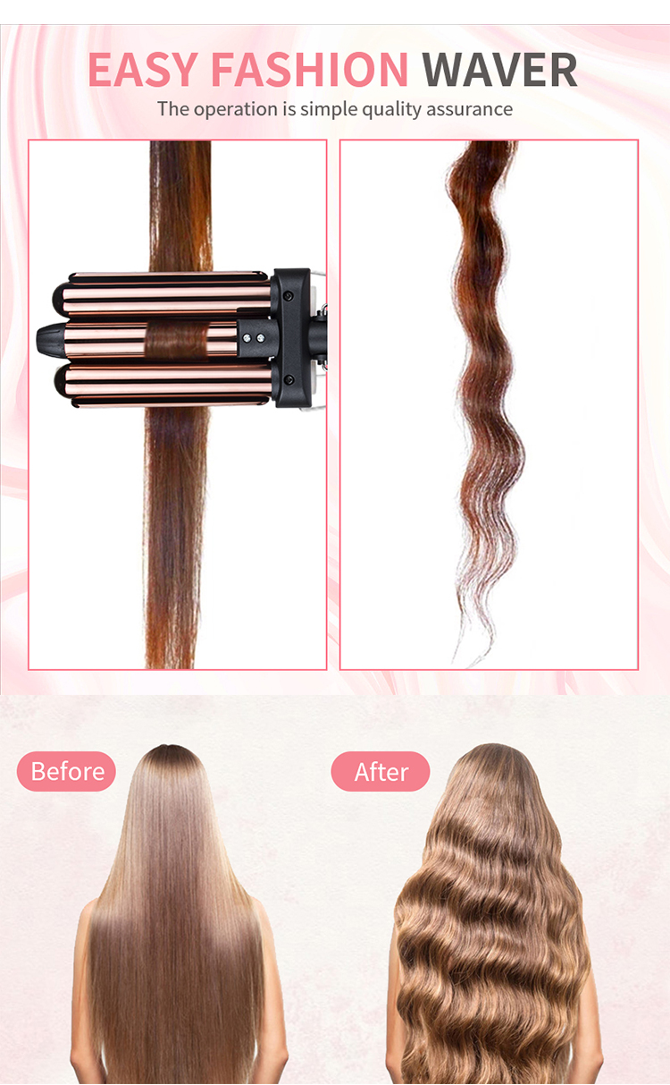 Fashion beautful big wave 3 barrels curler iron