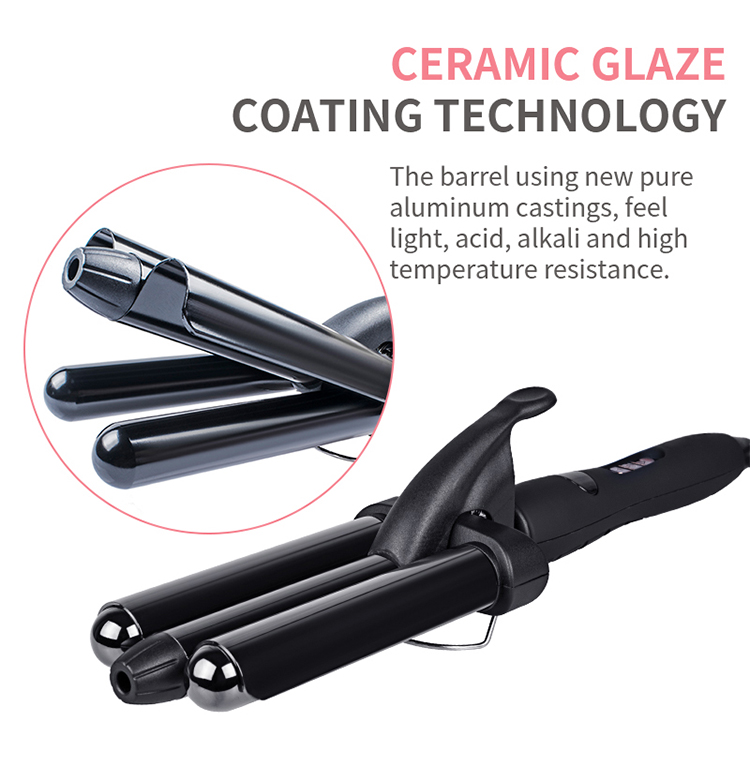 Fashion beautful big wave 3 barrels curler iron