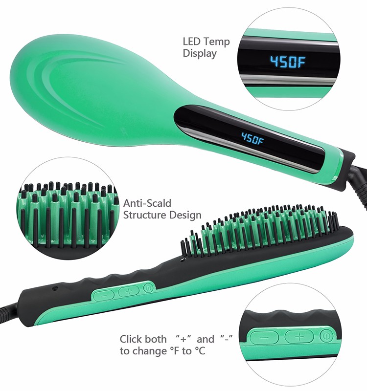High-end electric PTC heating Ceramic hair straightener brush