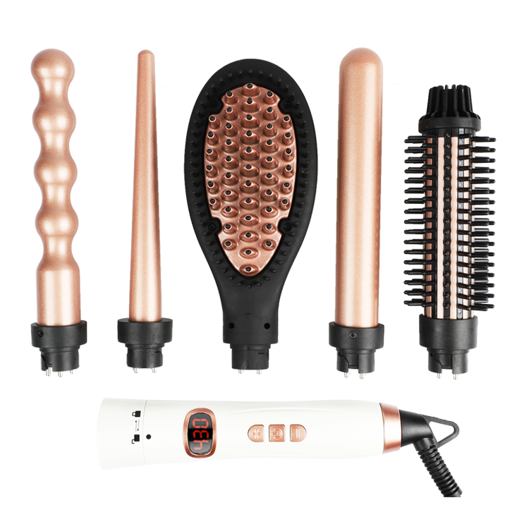 wholesale 5 in 1 interchangeable hair curler hair brush set