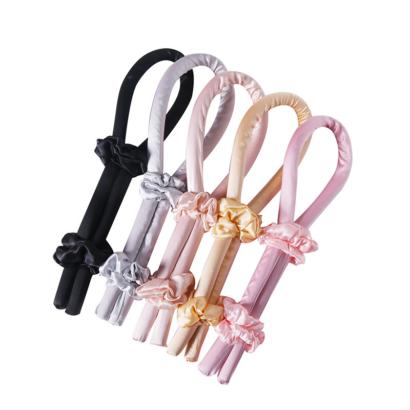 Hair Wrap Rollers No Heat DIY Curler For Wearing In Bed Satin Fabric Curling Hair Tool Heatless Hair Curler