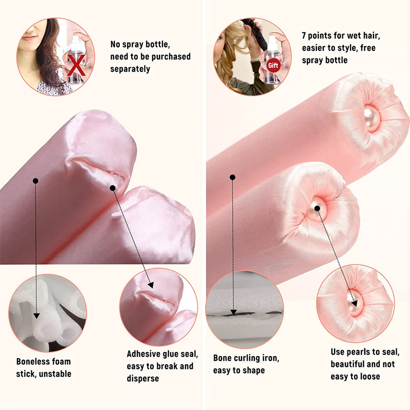 Professional Mulberry Silk Heatless Hair Curl Roller Soft Hair Rollers Curling Rod Ribbon
